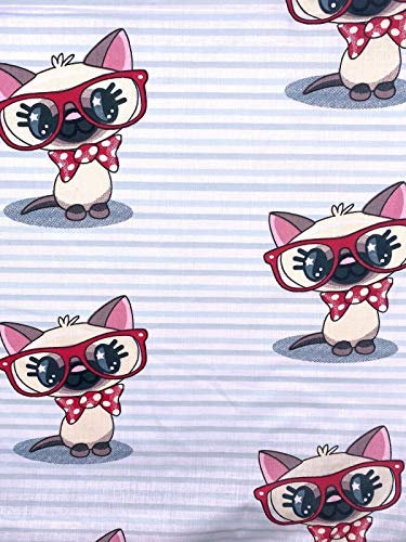 Baumwollstoff Kinderstoff Katze Breite 160cm ab 50 cm (2m)