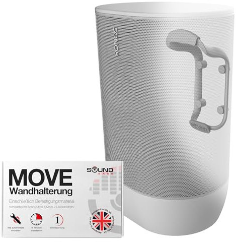 Move-Lautsprecher-Wandhalterung, wetterfest, kompatibel mit Sonos Move und Move 2, inklusive Montagezubehör (Weiß)