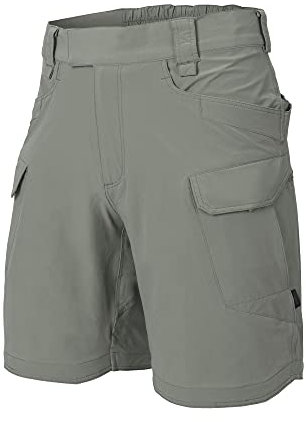 Helikon-Tex Outdoor (OTS) VersaStretch Pantaloncini tattici, verde oliva, tessuto ripstop, vita 86 cm, lunghezza 21,6 cm