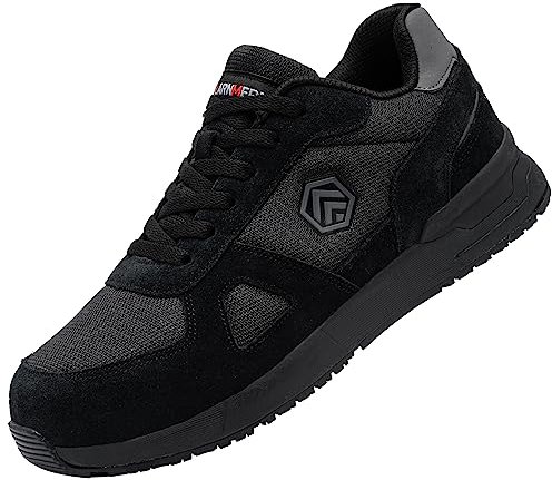 LARNMERN PRO Zapatos de Seguridad Hombre Punta de Acero Zapatos de Trabajo SRC Anti-Deslizante Ligero Transpirables Zapatillas de Seguridad Negro Talla 43.5 EU