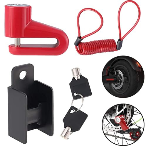 Bremsscheibenschloss, Bremsscheibenschloss, Scooter, Diebstahlsicherung für Fahrrad, rot, Stahlbremsen, Diebstahlschutz, Scheibe, mit Seil, für Motorräder, Elektrofahrzeuge, Fahrräder