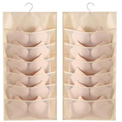 BH Organizer 12 Ablagefächer - Hängende Unterwäsche Verteiler für den Schrank - Beige