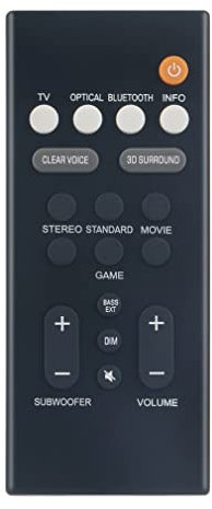 AULCMEET Remote Control Replacement for Yamaha SR-B20A VDQ7630 SR-C20A SR-B20ABL SR-C20ABL ATS-C200 Sound Bar