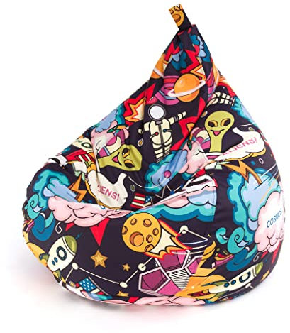 Ecopuf Oscar Modern - Sitzsack für Kinder, Sessel Hocker Bean Bag mit Füllung, Liegestuhl Puf Sitz Modern Polyester - 90x110cm - Dg55