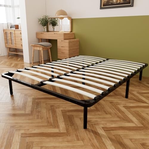 Stanew Sommier 140x190cm - Hauteur de 29 cm - Sommier à Lattes pour Adulte - 2x14 Lattes -9 Pieds Inclus - Lit Lit 140 x 190 avec Sommier