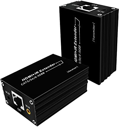 SZBJ HDMI Extender,by Single Cat 5E/6 Ethernet Cable with Bi-Directional IR Remote Control,Full Hd 4K 1080P with Deep Color, Dolby Digital/DTS 230FT/70M,EDID Management HDMI101