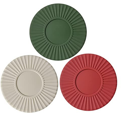 ACMEDE Rund Silikon Untersetzer Non Slip, 3 Stück Untersetzer für Tassen Tischuntersetzer, Küchen Topflappen rutschfest, flexibel, langlebig, spülmaschinenfest,16CM