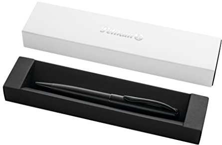 Pelikan Kugelschreiber Jazz Noble, Carbon (Schwarz), für Rechtshänder und Linkshänder, eleganter Metall-Kugelschreiber, in Faltschachtel, 821650