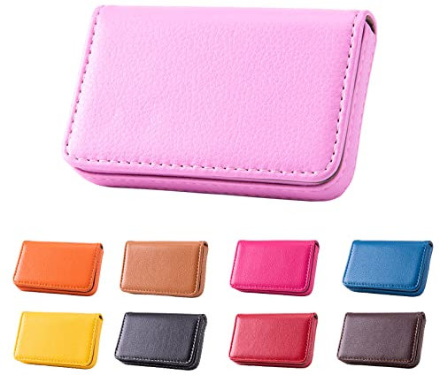 Waylipun Visitenkartenetui, PU-Leder Premium Visitenkartenhalter, mit Magnetverschluss, zur Schonenden Aufbewahrung Ihrer Karte, Visitenkarten Etui für Damen und Herren (Rosa)