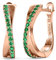 YOURDORA Creolen Silber Damen Klein Ohrringe 925 Silber Rhodiniert Kreolen 15mm mit Zirkonia aus Österreich (Roségold - Smaragd)