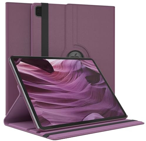 EAZY CASE - Pochette pour Tablette iPad Pro 12,9 (2022) Housse de Protection 12,9 Pouces Smart Cover Tablet Case Rotation à Placer à Rabat pivotant à 360° avec Fonction de Support Similicuir Violet