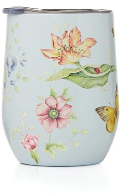 Lenox 895744 Butterfly Meadow Verre à vin en acier inoxydable Bleu clair