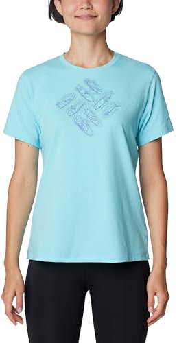 Columbia Damen Sun Trek T-Shirt mit kurzen Ärmeln, Aquamarin/umrandete Kajaks, X-Klein
