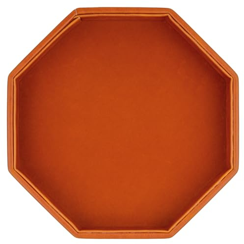 RERIVER Dice RollingTray, Filz Gefüttert PU Leder Octagon Würfelablage für Dungeon Crawler Spiele, Braun