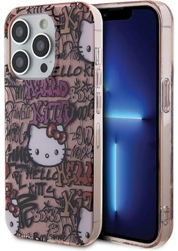 CG MOBILE Hello Kitty HKHCP14LHDGPTP Hülle für iPhone 14 Pro 6.1 Rosa hardcase IML Tags Graffiti