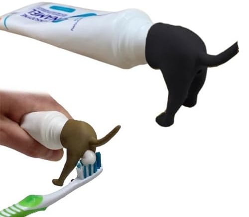 Deckel für Zahnpasta für kackende Hunde, Zahnpasta-Spender für Hundekot, lustiger Zahnpasta-Deckel, Pooping Dog Toothpaste Lid, Pooping Dog Butt Toothpaste Topper, Funny Creative Toothpaste (Schwarz)