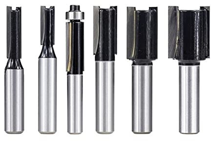 Bit Rail and Stile Router Bit Set , 6pcs Straight/Dado 8mm Shank Flush Trim Router Bit 8mm Shank Template Pattern Bit Woodworking Milling Cutter
