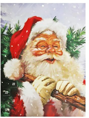 Calendario dell'Avvento in carta, 24 finestre, motivo albero di Babbo Natale