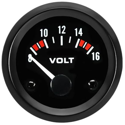 ETOPARS Kfz Auto Spannungsanzeige 2 52mm Auto Spannungsmesser Messgerät Motor Voltmeter Zeiger Anzeige Spannungs Fahrzeug Weiß Lichtanzeige Instrument