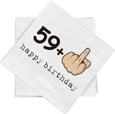 WenmthG - Lustige 20 Servietten zum 60. Geburtstag 33 x 33 cm - 60.Party Servietten Deko - 59 + 1-20 Servietten 3-Lagige weich - Happy Birthday Tischdeko - 60 Geburtstag Partyservietten
