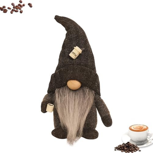 DZAY Kaffee Wichtel Figuren Frühlingdeko Kaffeebar,Sommer Gnom Figur Dekoration Plüschzwerge Wichtel Muttertag Frühling für Bauernhaus Kaffee Wichtel Frühlingsdeko,Bauernhaus Küche Osterdeko (01)