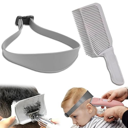 HBSFBH Verstellbare Haarschneide Hilfe, 2 pcs Friseur Kamm und Verstellbare Haarschneide Schablone, Schablone Gebogenes Silikon Friseur Kamm, Ausschnitt Rasierschablone, Ideal für Selbsthaarschnitte