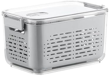 Refrigerator Colander Bins, Drainable Refrigerator Storage Basket, Leakproof Storage Containers, Stackable Fridge Organizer, Multifunctional Food Storage Box, Removable Colander for Fruits, Vegetables