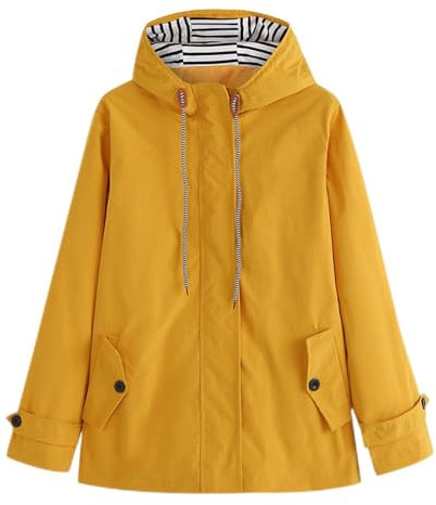 Generic Regenjacke Damen Einfarbig Wasserdichte Softshelljacke Gefüttert mit Gestreift Stanzjacke Atmungsaktive Übergangsjacke Frühling Herbst Leichte Kapuzenjacke Reißverschluss Outdoorjacke