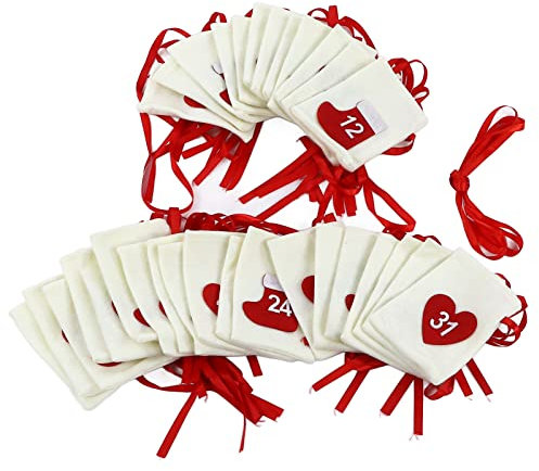 Verdant Touch Wiederverwendbarer Adventskalender Weihnachten Adventskalender Tüten 31 Tage Hängende Countdown Filz Geschenktaschen für Party Festival Dekoration
