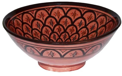 Orientalische marokkanische Keramikschale Keramik Obst Salat Reis Schale Schüssel Deko XXL (Rot)