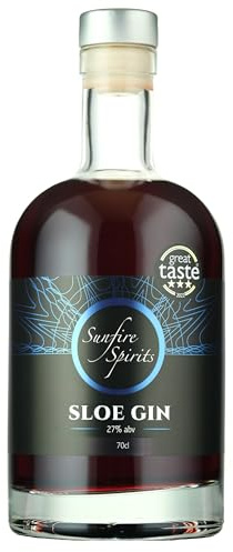 Sloe Gin 70cl 27% ABV - Made with Wild British Sloe Berries Steeped in Premium Dry Gin - Rich Fruity, Smooth Flavour - Great Taste 3-Star Winner - Handcrafted in Norfolk, Sunfire Spirits
