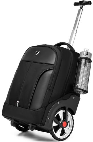 GOTECH Rolling Backpack,Waterproof Backpack with Wheels for Business and Travel Commuter, Carry on Backpack, Wheeled Backpack, Black-s, 18, Fashionable Silent Large Wheel Trolley Bag