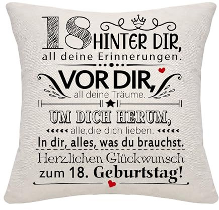 Bommex 18 Jahre alt Geburtstag Geschenk Hinter dir All Deine Erinnerungen Inspirierende Geschenk 18. Geburtstag Geschenk Kissenbezug für Tochter Sohn Schwester Enkelin Enkel Cousin Freunde(18)