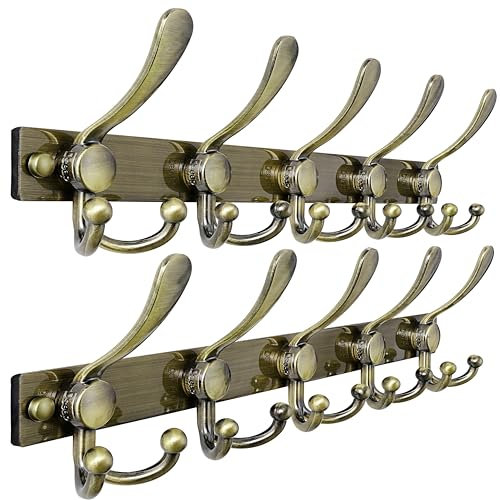 Dseap Coat Rack Wall Mount 2.0 Pro: Heavy Duty 300% Thicker, Stainless Steel Wall Coat Hooks Hanger for Clothes Jackets Hats Entryway Closet, MaxStrong Series, Bronze, Pack of 2