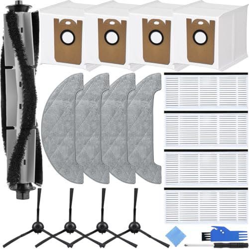 EATBALE Replacement Parts for Laresar L6 Pro, for Honiture Q6 Pro, for Airrobo T10+, for Neabot N2, for Imou L11 Pro Vacuum Cleaner, 1xMain Brush, 4xSide Brushes, 4xDust Bags, 4xFilters, 4xMop Pads