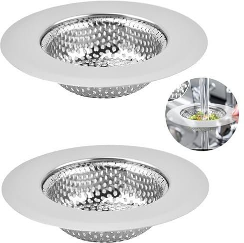 2 Stück Abflusssieb Sieb für Spülbecken Edelstahl Abflusssieb Küchenspüle, Spülbecken Sieb Verstopfungsschutz Küche Abfluss Spüle für Spülbecken und Haarfänger (11.5 * 6 * 2.5cm)