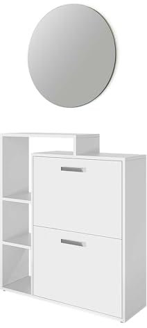 Vicco Schuhkipper Orlando, Schuhregal, Weiß, 2 Teile, mit Spiegel