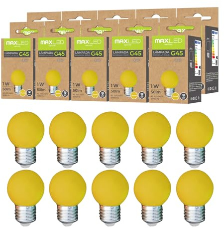 Maxled, Light is Led! Bunte Glühbirnen E27 Außenbereich 1W Farbige LED Glühbirne 50LM G45 Beleuchtung Birne Bunt Deko Leuchtmittel Birnenform für Außen Innen Hochzeit Weihnachten Party Bar 10er Pack