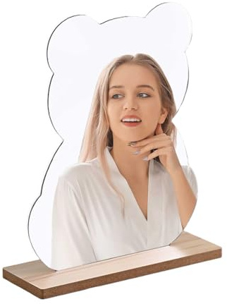 DEANKEJI Acryl Tischspiegel, mit Sockel Unregelmäßig Makeup Mirror, Kleine Größe Kinderspiegel, Spiegel Klein Geeignet für Schlafzimmer, Badezimmer