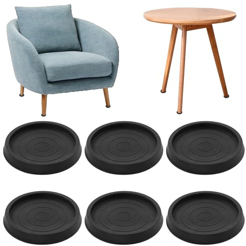 6Pièces Antiderapant Patin,Patins Antidérapants pour Pieds de Meubles,Protection Pied de Chaise,Tapis de Protection en Caoutchouc Noir de 2.5 Pouces,pourLits Armoires Canapés Chaises Tables de Piano