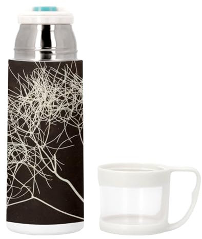Bouteille thermo en Inox avec Tasse Intégrée - Photo de Plante Original - 350ml - Bouteille Isotherme