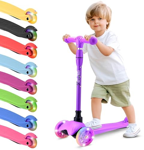 Hurtle Scooter Kinder, Kleinkinder – Premium Roller Dreirad Kickboard mit LED-Rädern – Tretroller Höhenverstellbar für Jungen & Mädchen, Indoor & Outdoor – Sicherer Kickscooter 20 Kg, 2-5 Jahren
