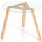 Moderna mesa de comedor redonda de cristal templado de 90 cm, con base de madera de goma, muebles de cocina u oficina, capacidad de peso de 90 kg, ideal para comedor y sala de estar