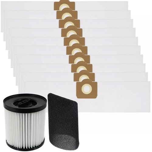 SPARES2GO Manchon filtre cartouche + 10 sacs à poussière SMS pour aspirateur Titan TTB774VAC TTB775VAC TTB776VAC TTB777VAC 16L 20L 30L 40L