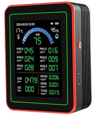 18 in 1 Air Quality Monitor Weytoll Smart Air Quality Tester Temperature and Humidity Meter with Color Screen for Home Office, Detect Indoor PM0.3 PM0.5 PM1.0 PM5.0 PM10 CO2 C6H6 TVOC