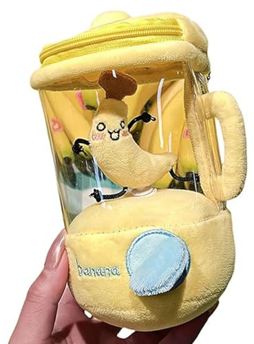 Carrot Blender Plush Toy, Cute Carrots Juicer Plush With Hidden Zipper Storage & Keychain Clip, Creative Desk And Gift, For Kids Girl Playhouse Parentend Accessories Play Toys(banana)