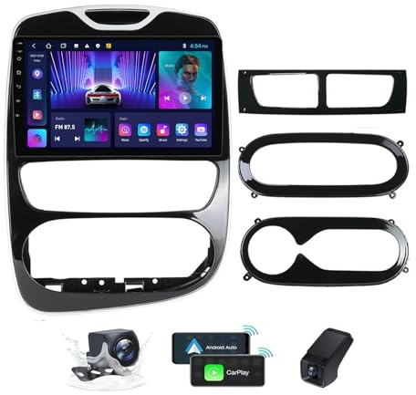 ZZPHKK Android 14 2 Din Radio Carplay Android Auto Autoradio Mit 2K Bildschirm 10 Zoll für Renault Clio 4 BH98 KH98 2012-2019 mit FM RDS/Bluetooth/FM RDS/4G 5G WiFi/Rückfahrkamera(M100CP)