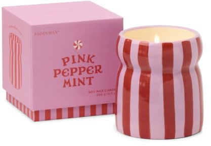 Paddywax Cabana Scented Candle | Pink Peppermint | 184g | Reusable Ceramic Vessel