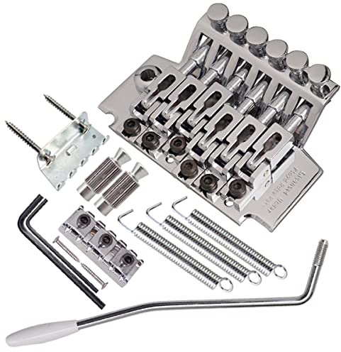 Qusedwey Chrome Electric Guitar Tremolo Bridge Accessory Double Locking Systyem/78MM Between the 2 Studs Centers/Strings Through Saddle