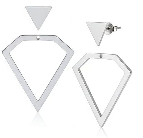 Karma NH11256301 Ohrstecker Cutout Damen Silber od. Gold Dreieck, Rund od. raute Design-Ohrringe moderner Ohrschmuck für Frauen Ohrringe Edelstahl wasserfest hypoallergen